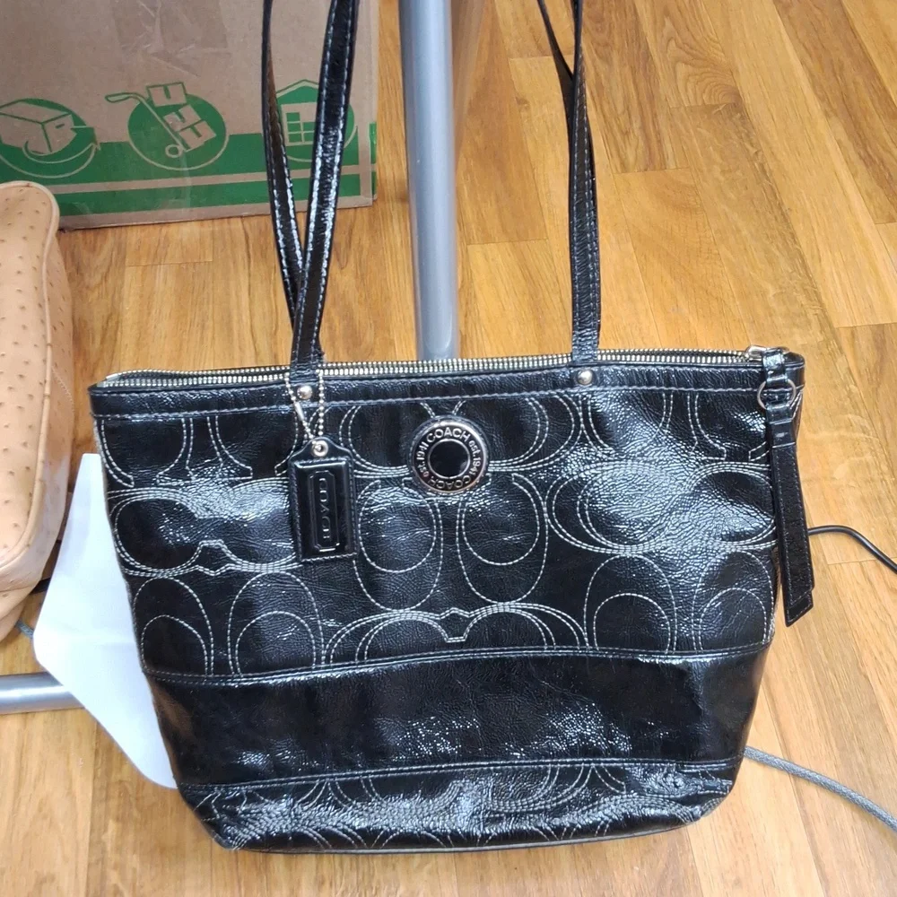 Coach Black and Silver Women's Tote Bag
